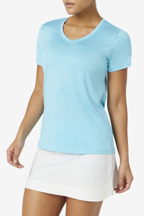 Fila Pickleball Silky V-neck Majice Ženske Svetloba Modra | Fila153RV