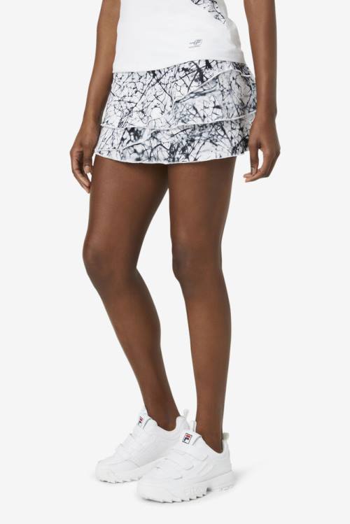 Fila Pickleball Tiered Printed Skort Krilo Ženske Bela | Fila214UM