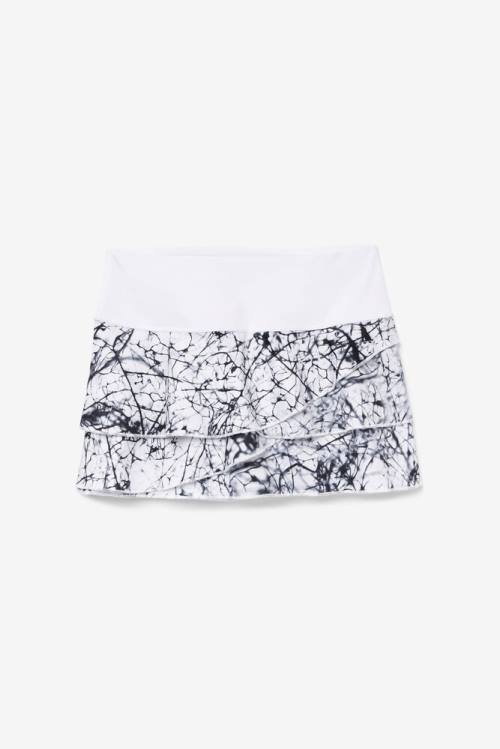 Fila Pickleball Tiered Printed Skort Krilo Ženske Bela | Fila214UM