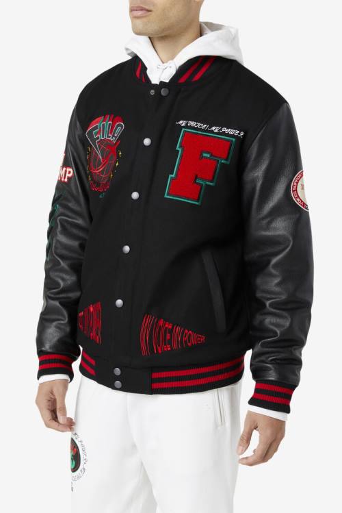 Fila Raddix Varsity Jakne Moški Črna / Rdeča / Zelena | Fila504HZ