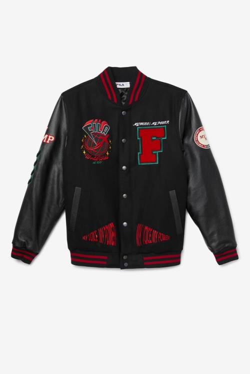 Fila Raddix Varsity Jakne Ženske Črna / Rdeča / Zelena | Fila236IK