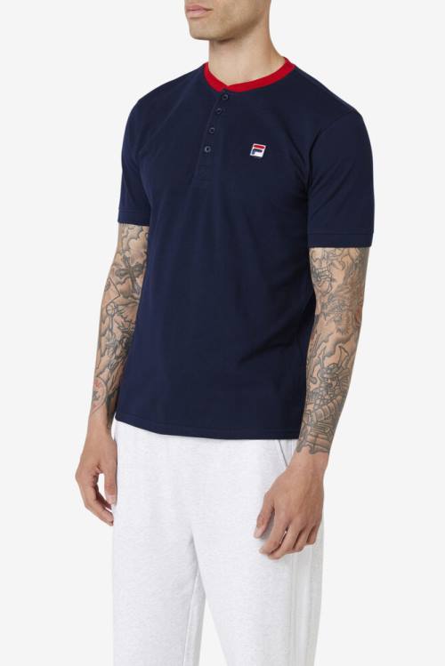 Fila Ralph Henley Majice Moški Mornarica / Rdeča | Fila598UF