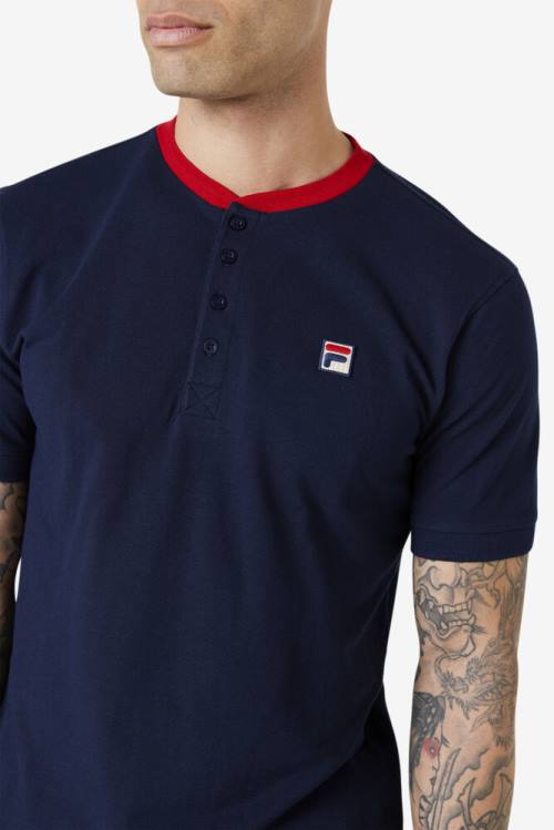 Fila Ralph Henley Majice Moški Mornarica / Rdeča | Fila598UF