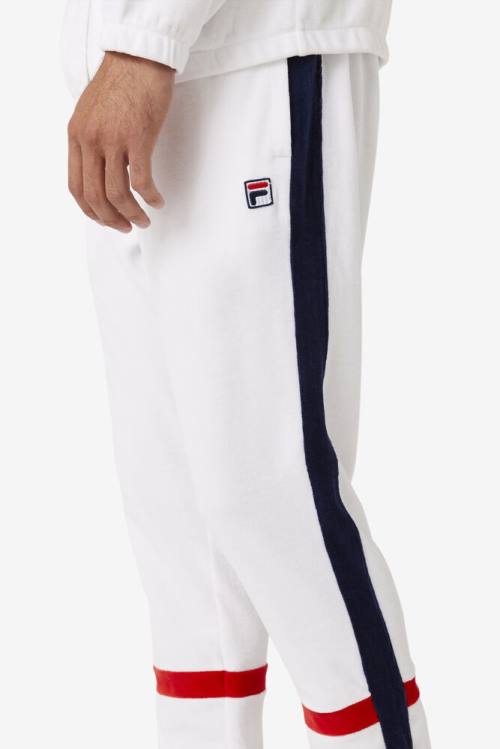 Fila Ravid Velour Hlače Moški Bela / Mornarica / Rdeča | Fila814SJ