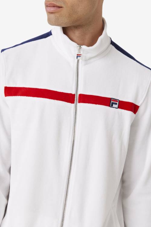 Fila Ravid Velour Jakne Moški Bela / Rdeča / Mornarica | Fila862CX