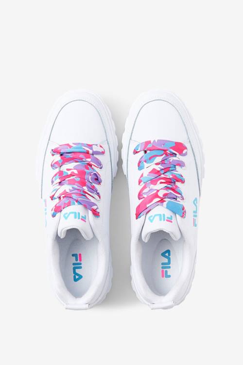 Fila Sandblast Low Satin Lace Superge Ženske Bela / Modra / Kovinski Srebrna | Fila695QJ