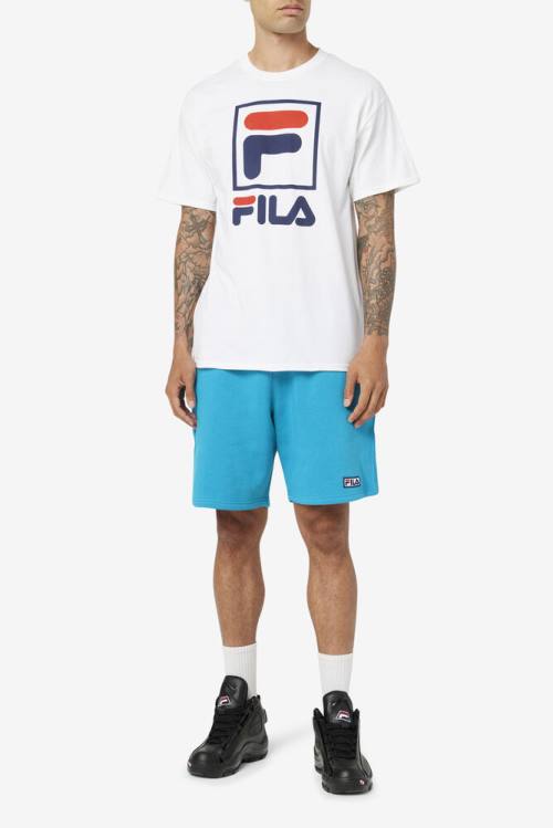 Fila Stacked Tee Majice Moški Bela / Mornarica / Rdeča | Fila890EQ