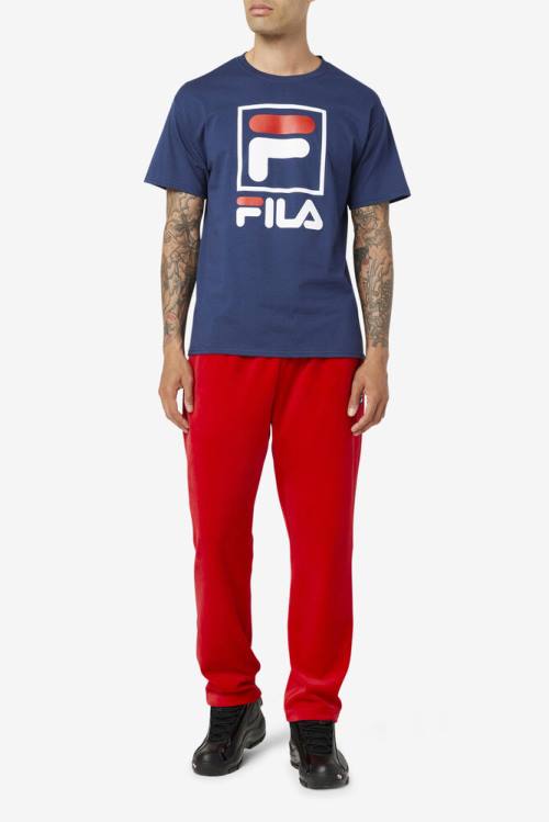 Fila Stacked Tee Majice Moški Mornarica / Bela / Rdeča | Fila783DC