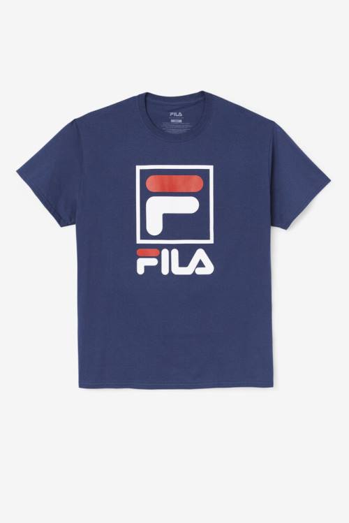 Fila Stacked Tee Majice Moški Mornarica / Bela / Rdeča | Fila783DC