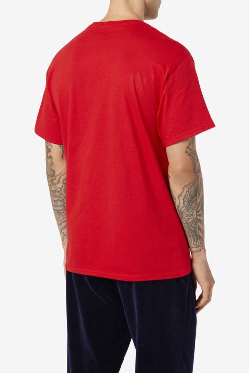 Fila Stacked Tee Majice Moški Rdeča / Bela / Mornarica | Fila801QA