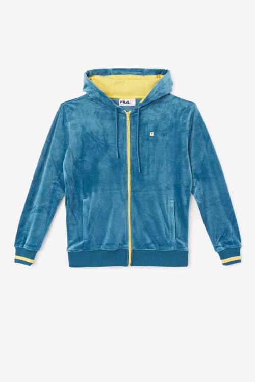 Fila Tove Velour Full Zip Pulover s kapuco Ženske Modra Koral | Fila295IP