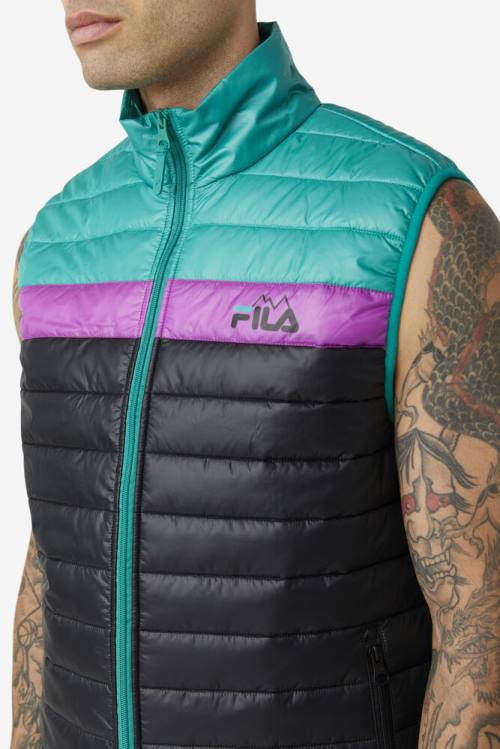 Fila Tri Vest Jakne Moški Črna / Zelena / Vijolična | Fila945FS