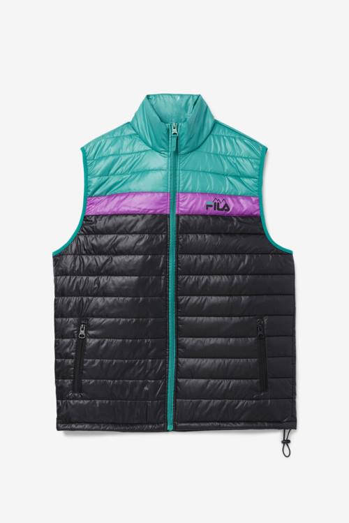 Fila Tri Vest Jakne Moški Črna / Zelena / Vijolična | Fila945FS