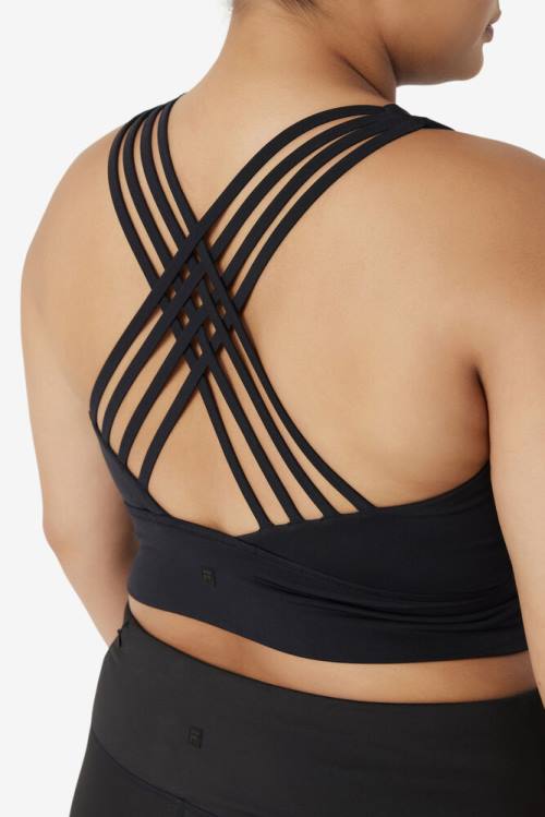 Fila Uplift High Neck Sports Bra Tops Ženske Črna | Fila034UA