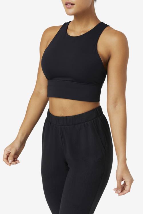 Fila Uplift High Neck Sports Bra Tops Ženske Črna | Fila947FA