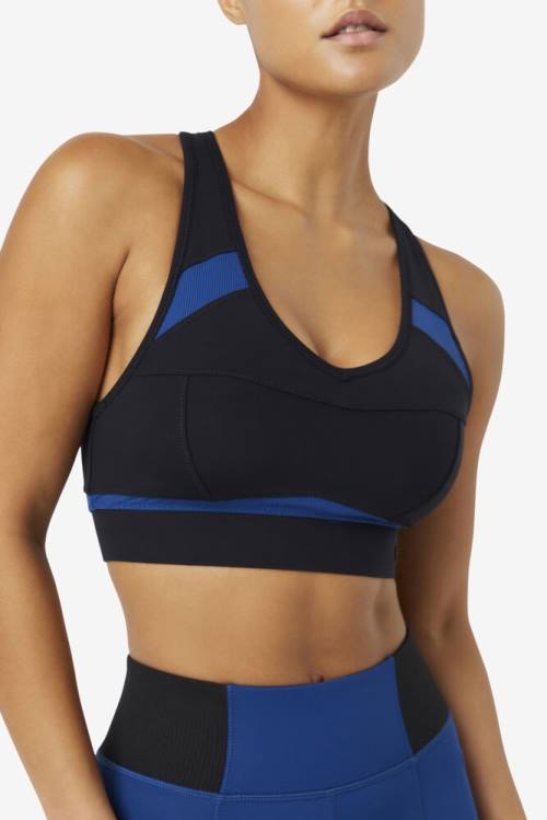 Fila Uplift Racerback Sports Bra Tops Ženske Črna / Mornarica | Fila751LW