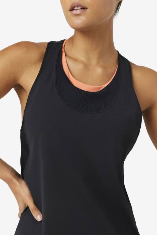 Fila Uplift Textured Racerback Tank Tops Ženske Črna | Fila893PW