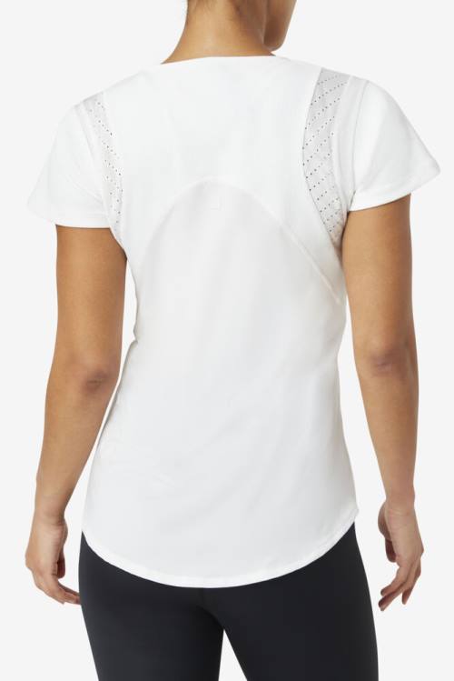 Fila Uplift Textured Sleeve Tops Ženske Bela | Fila319EU