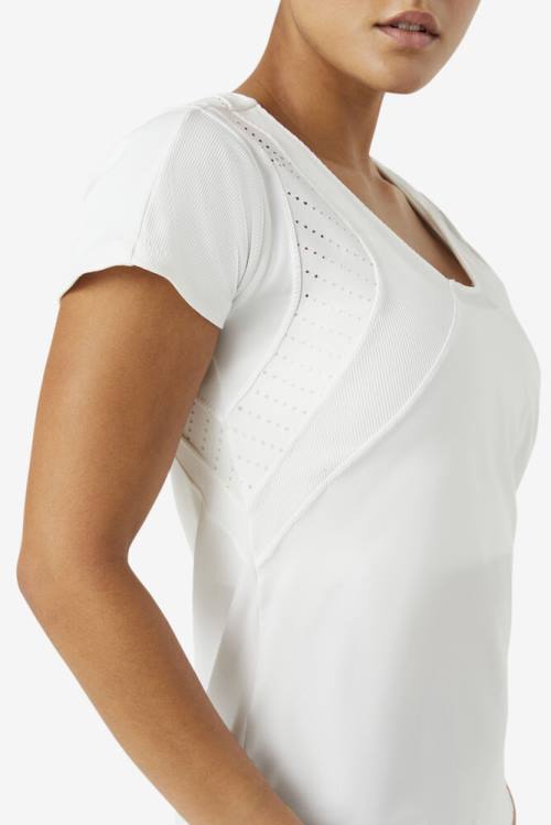 Fila Uplift Textured Sleeve Tops Ženske Bela | Fila319EU