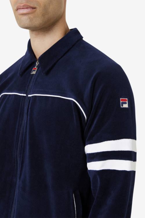 Fila Verdy Velour Jakne Moški Mornarica / Bela | Fila283PF