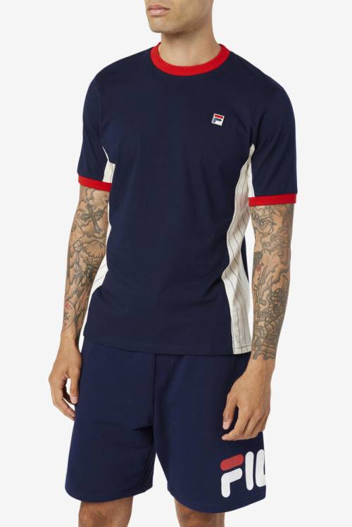 Fila Warner Tee Majice Moški Mornarica / Bela / Rdeča | Fila391BH