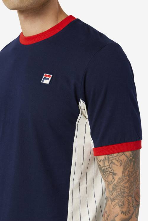 Fila Warner Tee Majice Moški Mornarica / Bela / Rdeča | Fila391BH