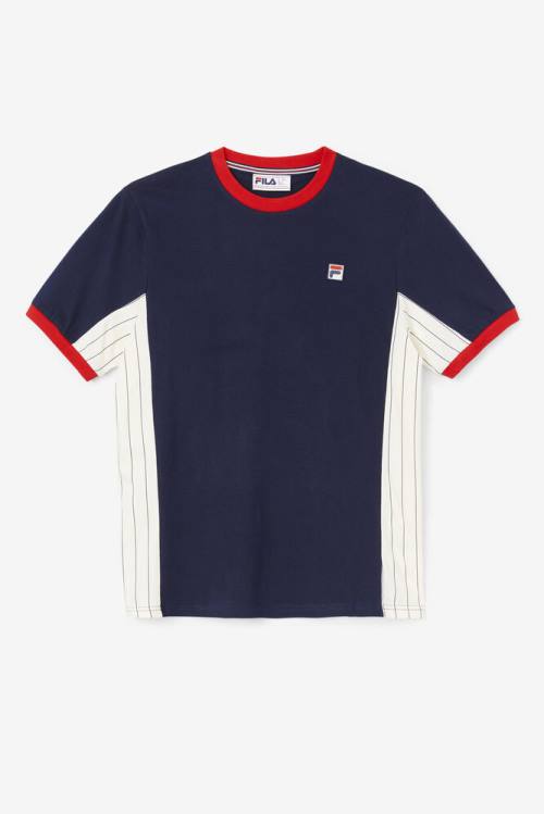 Fila Warner Tee Majice Moški Mornarica / Bela / Rdeča | Fila391BH