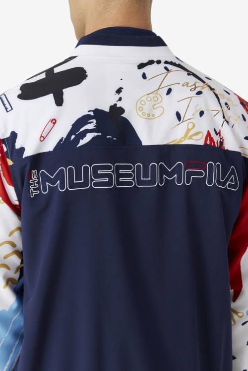 Fila X The Museum Printed Track Jakne Moški Mornarica / Bela / Rdeča | Fila251XH