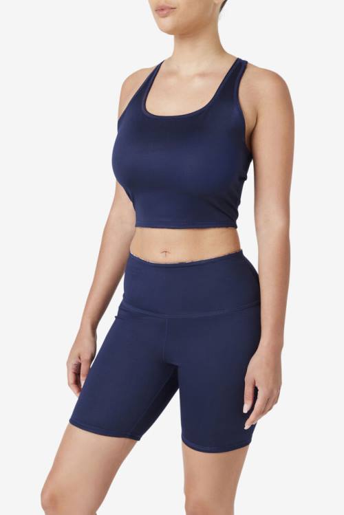 Fila Zuri Reversible Crop Tank Tops Ženske Mornarica | Fila719JP